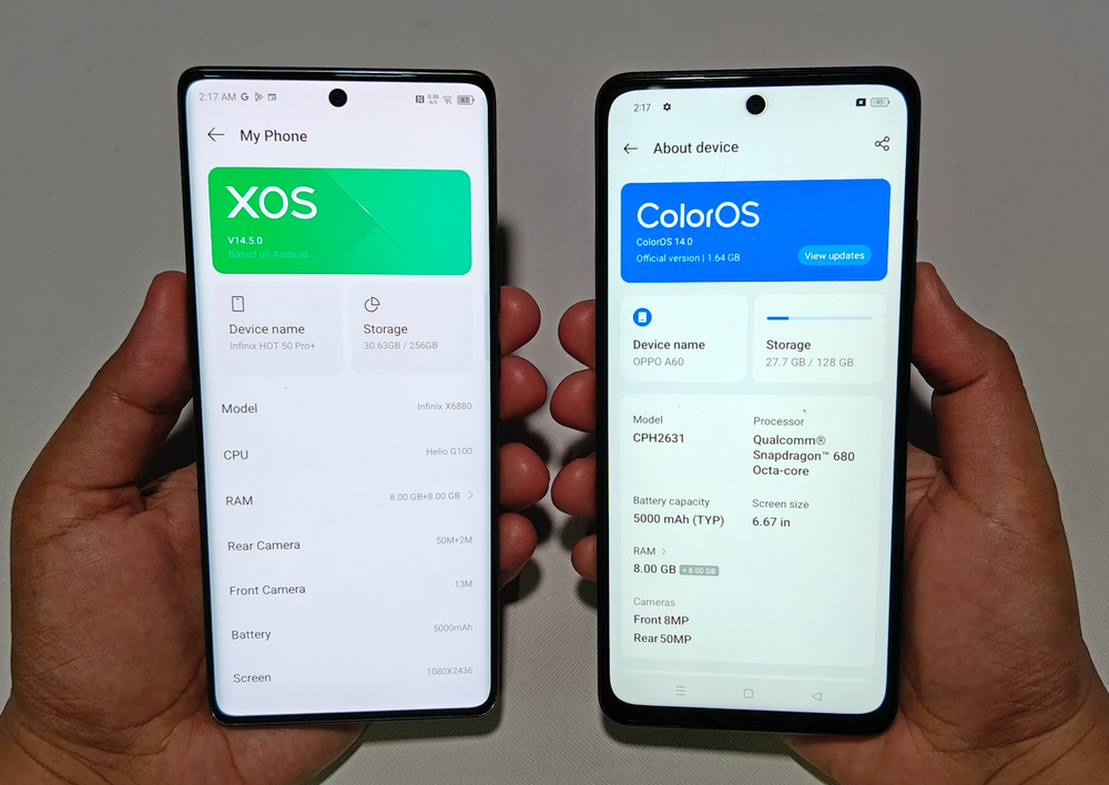 Infinix HOT 50 Pro+ vs OPPO A60 Specs