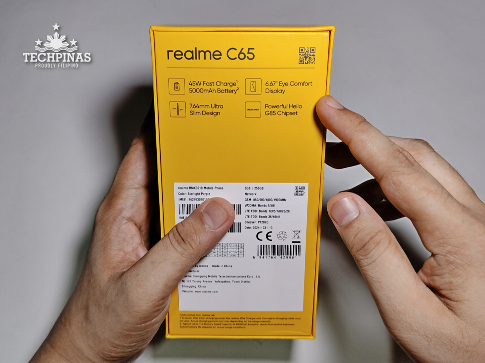 realme C65 Key Specs, realme C65 Box